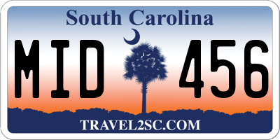 SC license plate MID456