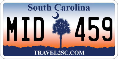 SC license plate MID459