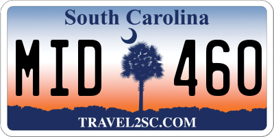 SC license plate MID460