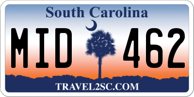 SC license plate MID462
