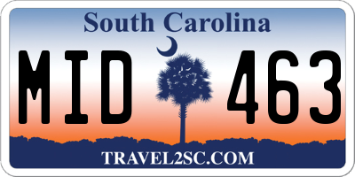 SC license plate MID463