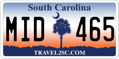 SC license plate MID465
