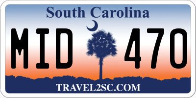 SC license plate MID470