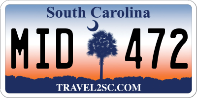 SC license plate MID472