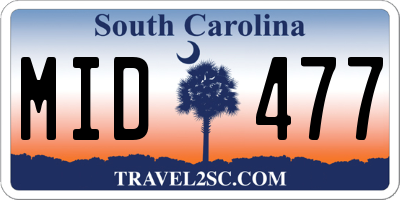 SC license plate MID477