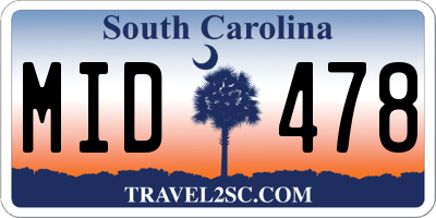 SC license plate MID478