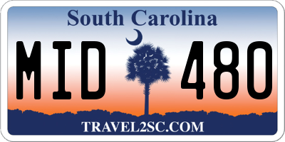 SC license plate MID480