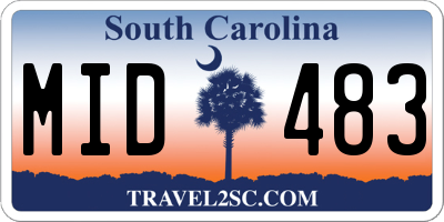 SC license plate MID483