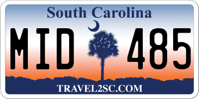 SC license plate MID485