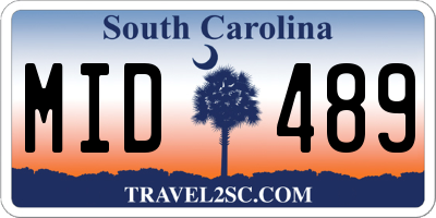 SC license plate MID489