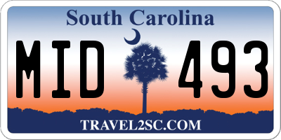 SC license plate MID493