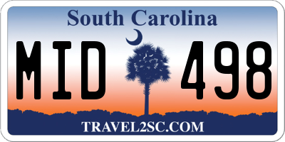 SC license plate MID498