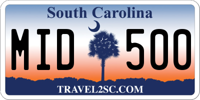 SC license plate MID500