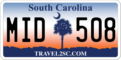 SC license plate MID508