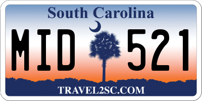 SC license plate MID521