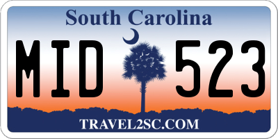 SC license plate MID523