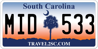 SC license plate MID533
