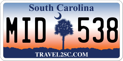 SC license plate MID538