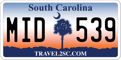 SC license plate MID539