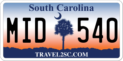 SC license plate MID540