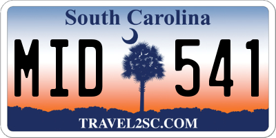 SC license plate MID541