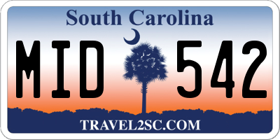 SC license plate MID542