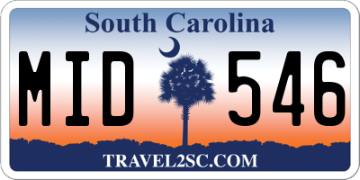 SC license plate MID546