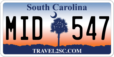 SC license plate MID547