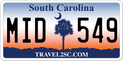 SC license plate MID549