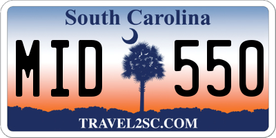 SC license plate MID550