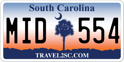 SC license plate MID554