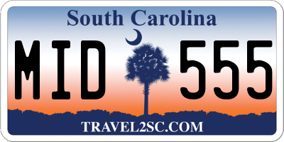 SC license plate MID555