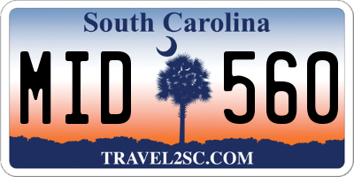 SC license plate MID560