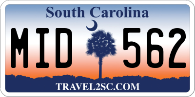 SC license plate MID562