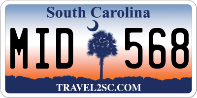 SC license plate MID568