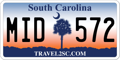 SC license plate MID572