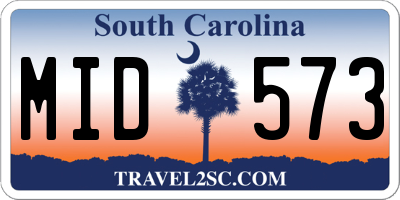SC license plate MID573