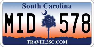 SC license plate MID578