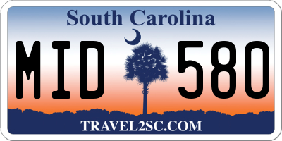 SC license plate MID580