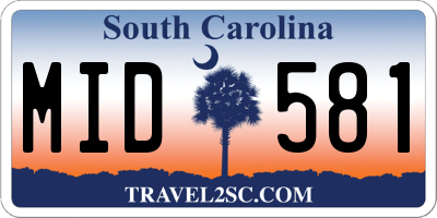 SC license plate MID581