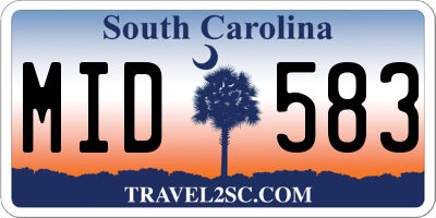 SC license plate MID583