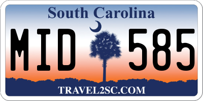 SC license plate MID585