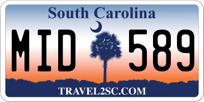 SC license plate MID589