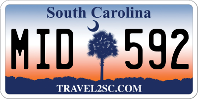SC license plate MID592