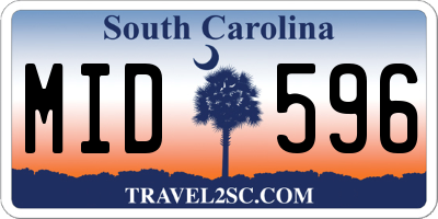 SC license plate MID596