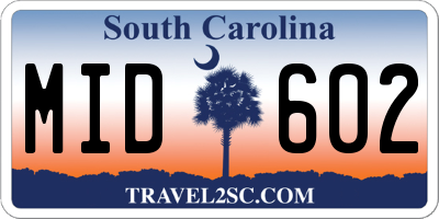 SC license plate MID602