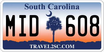 SC license plate MID608