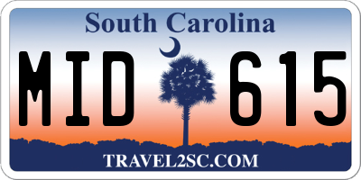 SC license plate MID615