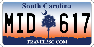 SC license plate MID617