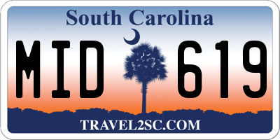 SC license plate MID619